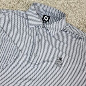 FootJoy Mens Large Gray Black Striped Performance Stretch Golf Polo Short Sleeve